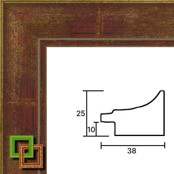 Багет деревянный 044.0.101 ширина 38 мм