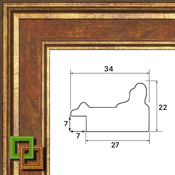 Багет деревянный 052.0.117 ширина 34 мм